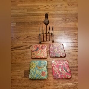 Kate McRostie Colorful Paisley Bird Coasters Set